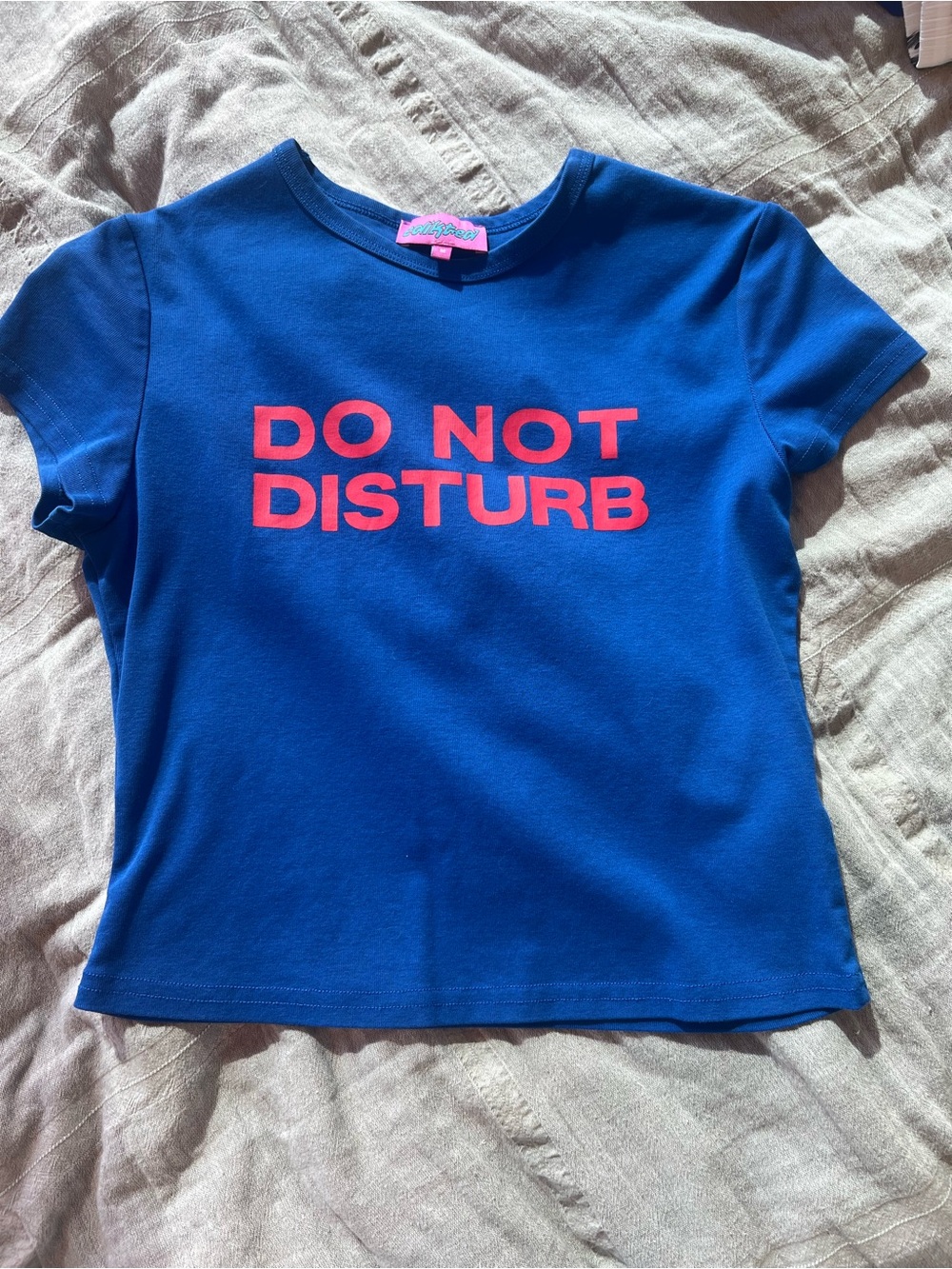 Edikted Do Not Disturb Graphic Baby Tee - Blue